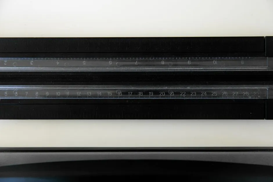 Close-up view of two transparent rulers showing both inches and centimeters.
