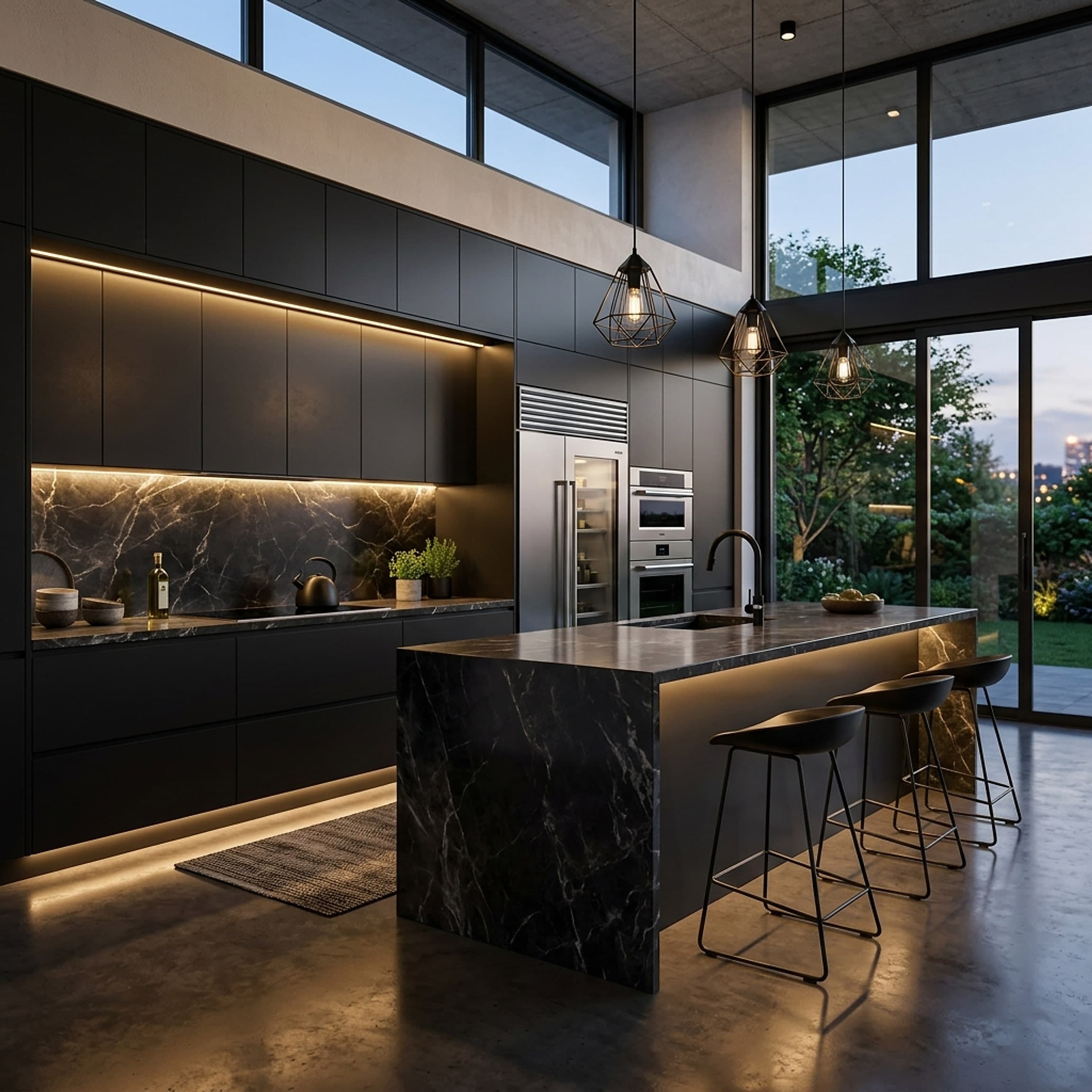 Rendered kitchen showcasing realistic materials and lighting